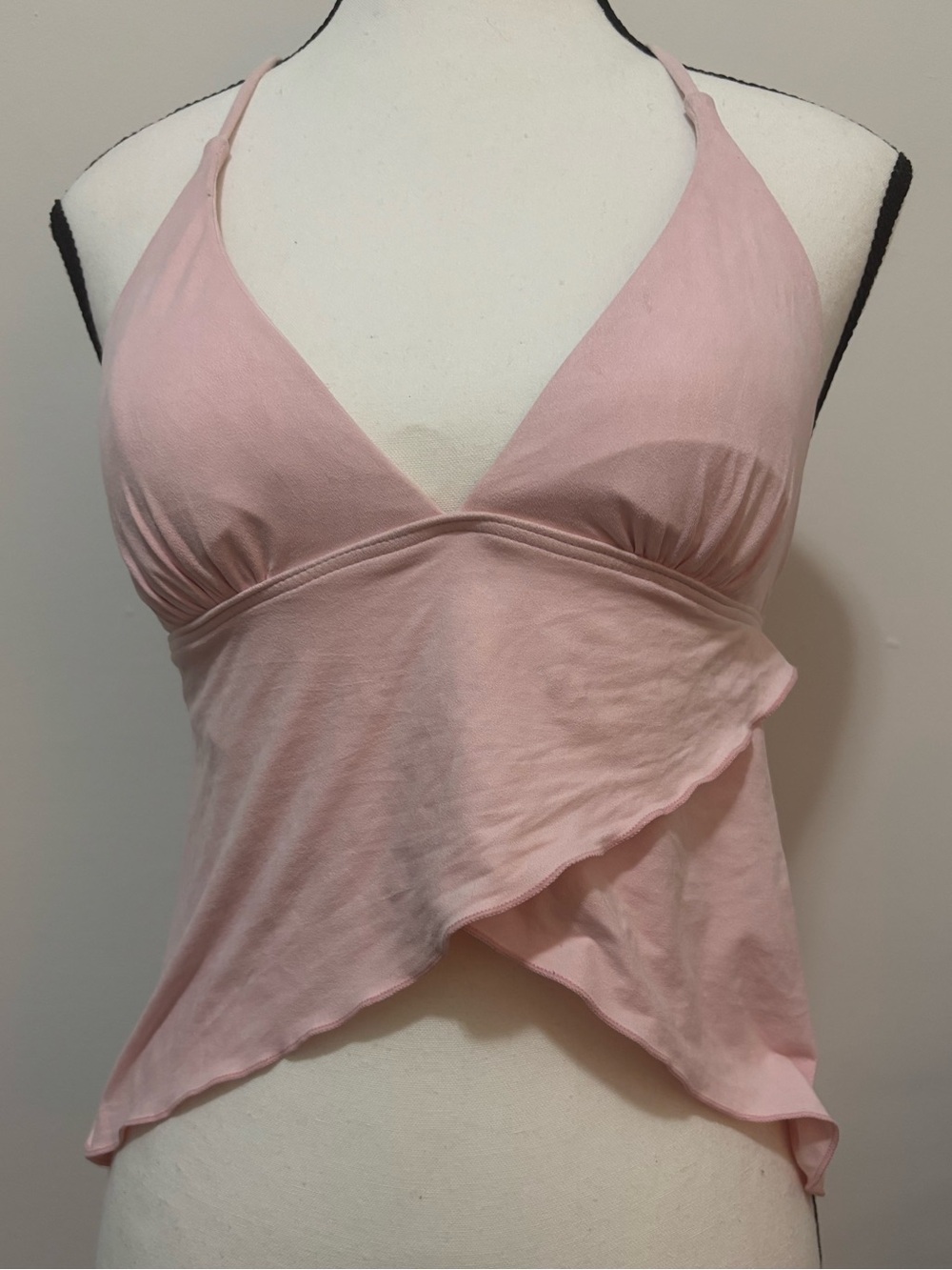 pink halter asymmetrical top